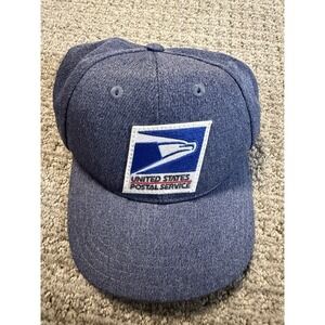 Vintage 80s USPS Snapback Hat Blue Heathered Logo Patch Union Made in USA Cap